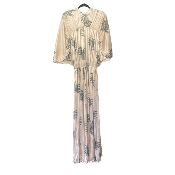 ZARA | NWT Wrinkled Effect Printed Satin Maxi Dress in Ecru, Size Medium - Picture 9 of 13